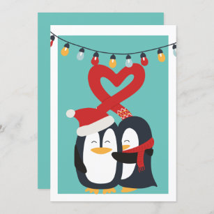 Penguin Personnalisé Fiançailles Carte de vœux