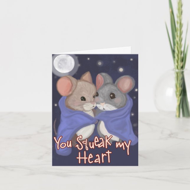 Cartes Pour Fêtes Annuelles Couple de souris s'étreignant pour la Saint-Valent (Devant)