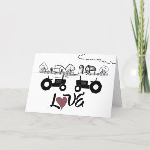 Cartes Pour Fêtes Annuelles Couple de tracteurs en AMOUR Ferme Joyeuse Saint-V