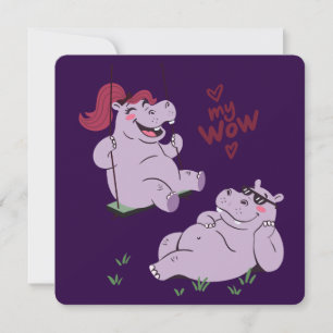 Cartes Pour Fêtes Annuelles Couple d'hippopotames drôles mon wow