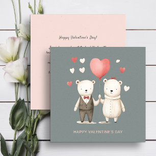 Cartes Pour Fêtes Annuelles Couple d'ours mignons Saint Valentin