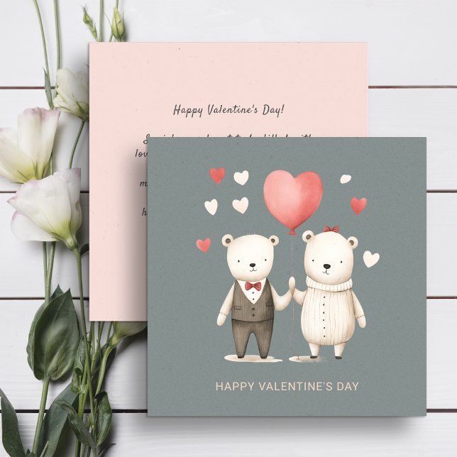 Cartes Pour Fêtes Annuelles Couple d'ours mignons Saint Valentin (Créateur téléchargé)