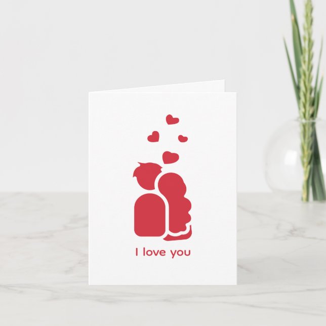 Cartes Pour Fêtes Annuelles Couple et Coeur simple blanc rouge personnalisées (Devant)