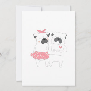 Cartes Pour Fêtes Annuelles Couple Français Amour Bulldog   AMOUREUX DES CHIEN