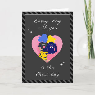 Cartes Pour Fêtes Annuelles Couple gay moderne LGBTQ Valentines Jour mignon Gr