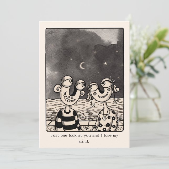 Cartes Pour Fêtes Annuelles Couple In love main dessinée Valentine's Card (Debout devant)