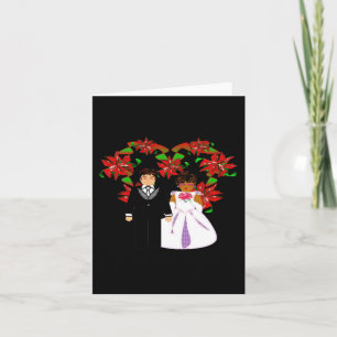 Cartes Pour Fêtes Annuelles Couple Interracial de Mariage de Noël Couronne de
