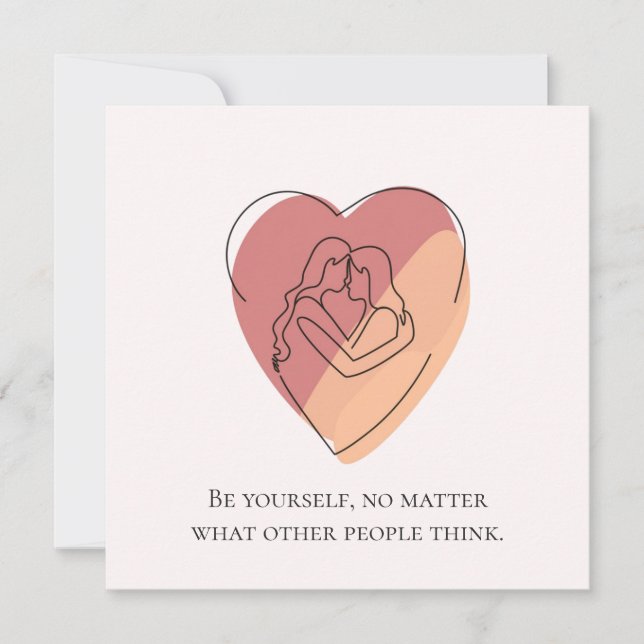 Cartes Pour Fêtes Annuelles Couple lesbien en ligne Art Coeur avec message (Devant)