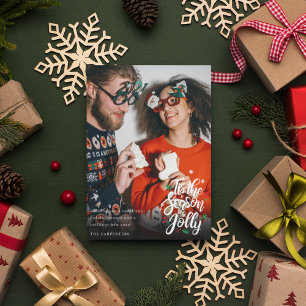 Cartes Pour Fêtes Annuelles Couple mariée avec photo moderne Noël