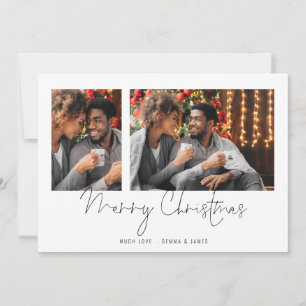 Cartes Pour Fêtes Annuelles Couple Minimaliste 2 Photos Script Joyeux Noël