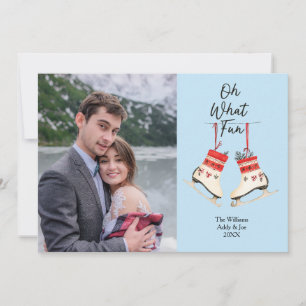 Cartes Pour Fêtes Annuelles Couple Noël Patinage sur glace Fête photo personna