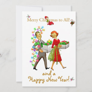 Cartes Pour Fêtes Annuelles Couple Noël vintage Joyeux Noël