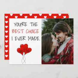 Cartes Pour Fêtes Annuelles Couple Photo Best Choice Ever Valentine Red Hearts