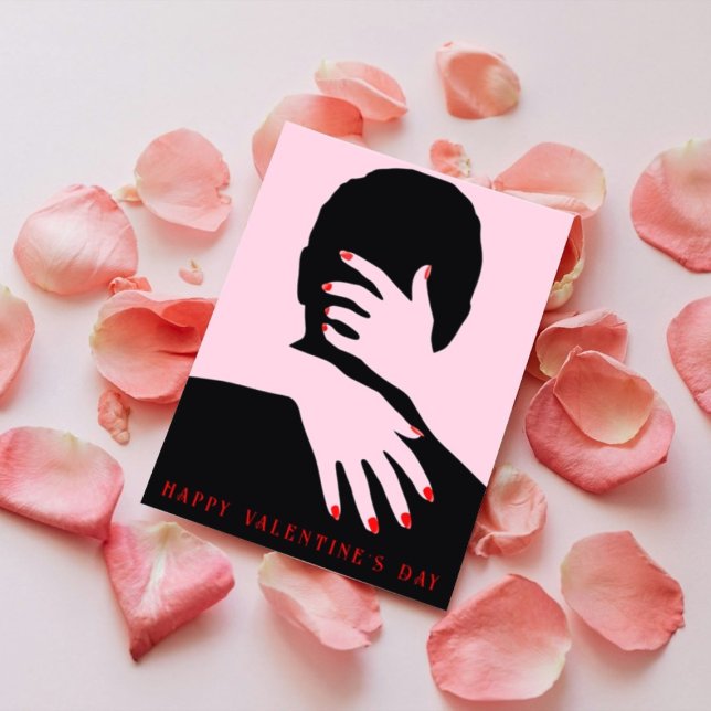 Cartes Pour Fêtes Annuelles Couple photo rose et noir Partenaire Typographie r (Créateur téléchargé)