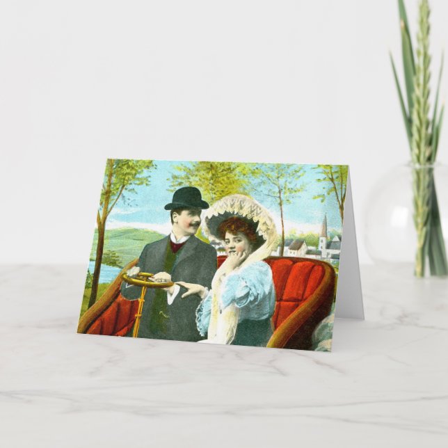 Cartes Pour Fêtes Annuelles Couple romantique art vintage (Devant)