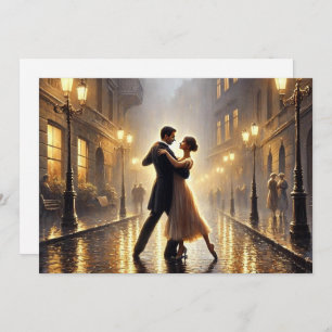Cartes Pour Fêtes Annuelles Couple romantique dansant sous la pluie