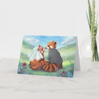 Cartes Pour Fêtes Annuelles Couple Rouge Panda Mignonne En Amour