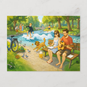 Cartes Pour Fêtes Annuelles Couple sur banc à Eisbach Jardin anglais Munich