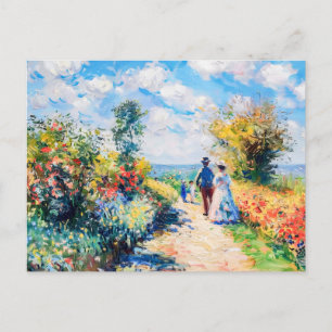 Cartes Pour Fêtes Annuelles Couple sur le chemin du jardin au bord du lac