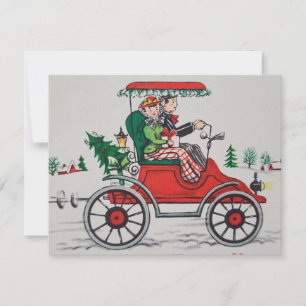 Cartes Pour Fêtes Annuelles Couple Vintage De Noël En Route