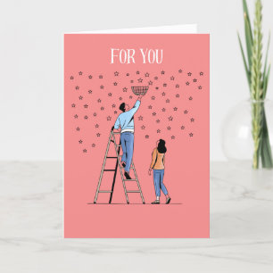 Cartes Pour Fêtes Annuelles Couple Whimsical "Pour vous, je volerais les étoil