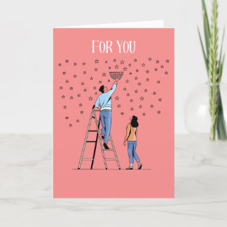 Cartes Pour Fêtes Annuelles Couple Whimsical "Pour vous, je volerais les étoil