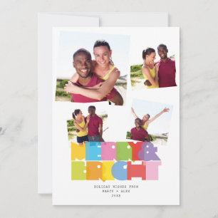 Cartes Pour Fêtes Annuelles Couples 4 Photo Collage Joyeux Et Lumineux Noël