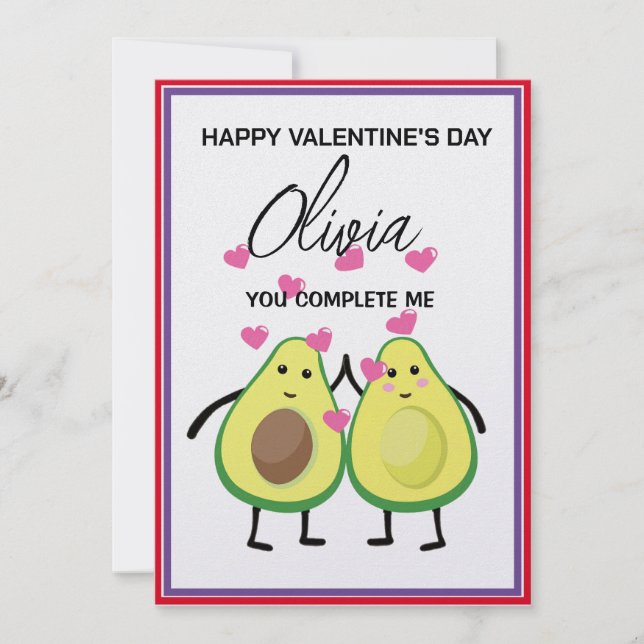 Cartes Pour Fêtes Annuelles Couples amoureux, Avocado Love Valentine's Day Car (Devant)