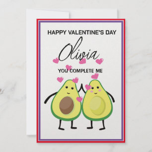 Cartes Pour Fêtes Annuelles Couples amoureux, Avocado Love Valentine's Day Car