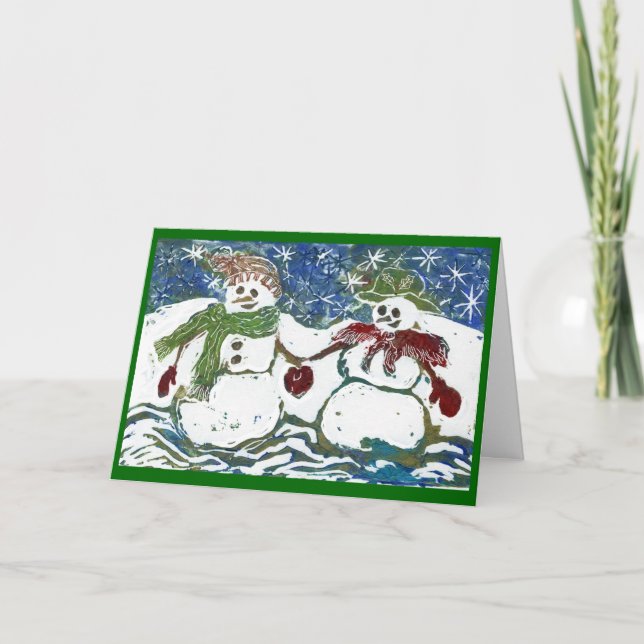 Cartes Pour Fêtes Annuelles Couples de bonhomme de neige de Noël - copie de (Devant)