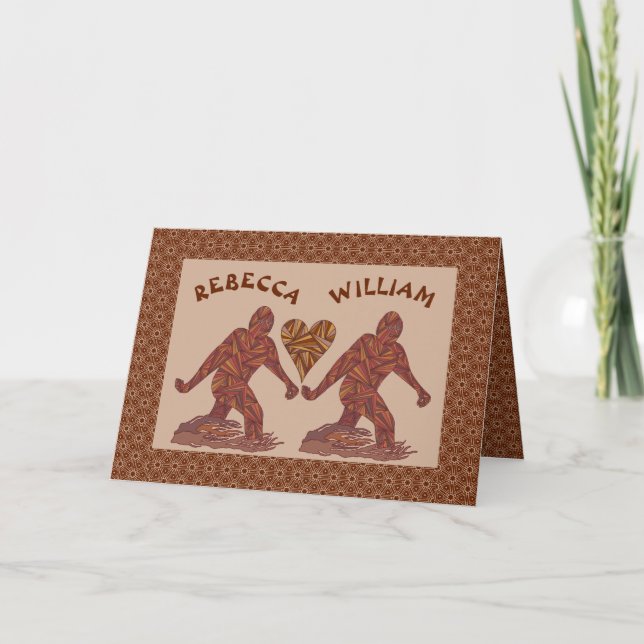Cartes Pour Fêtes Annuelles Couples de marche de Z Bigfoot Sasquatch Valentine (Devant)
