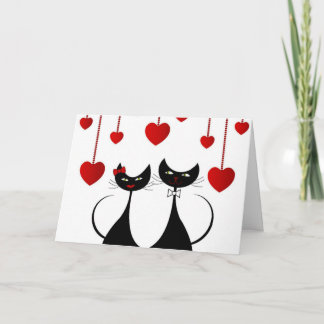 Cartes Pour Fêtes Annuelles Couples mignons de chat