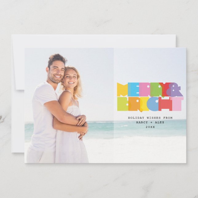 Cartes Pour Fêtes Annuelles Couples Modernes Photo Joyeux Et Lumineux (Devant)