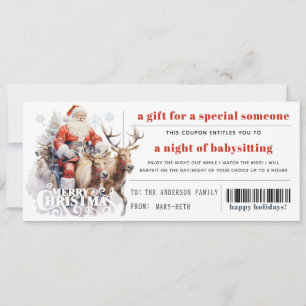 Cartes Pour Fêtes Annuelles Coupon cadeau de Noël père Noël Sleigh Reindeer