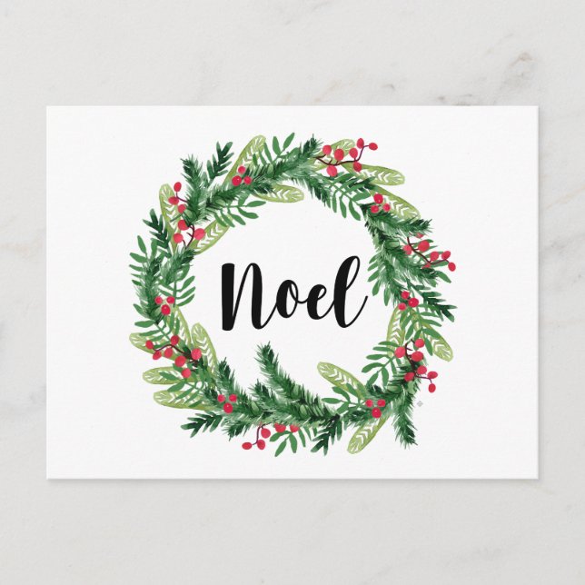 Cartes Pour Fêtes Annuelles Courbe d'aquarelle de Noël (Devant)