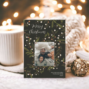 Cartes Pour Fêtes Annuelles Courbe moderne verte famille de Noël 4 photos