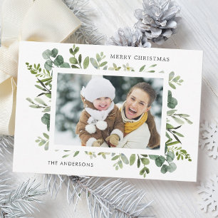 Cartes Pour Fêtes Annuelles Courbe verte Texte personnalisé Photo Noël