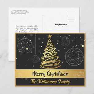 Cartes Pour Fêtes Annuelles Courbes Arbre de Noël Ornements Or Noir