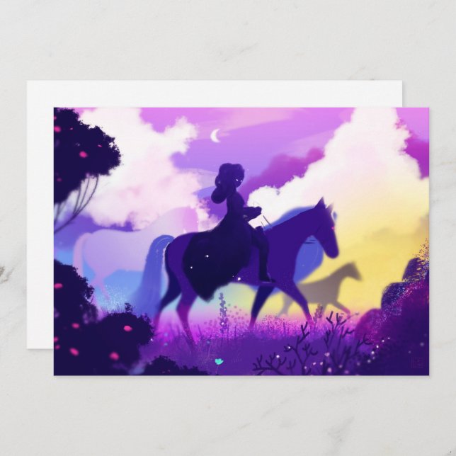 Cartes Pour Fêtes Annuelles Coureur fantôme au crépuscule (Devant / Derrière)