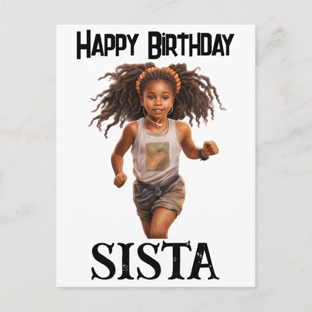 Cartes Pour Fêtes Annuelles Coureur sista black girl magie melanin runner (Devant)