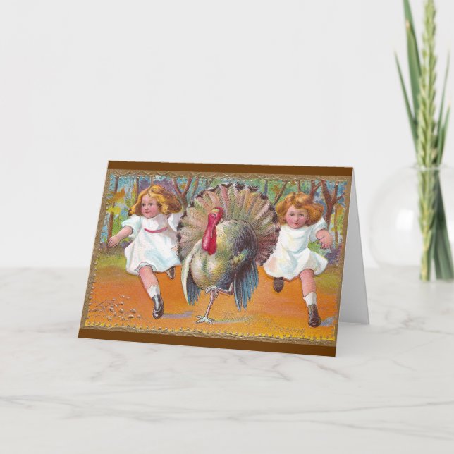 Cartes Pour Fêtes Annuelles Courir avec la Turquie (Devant)