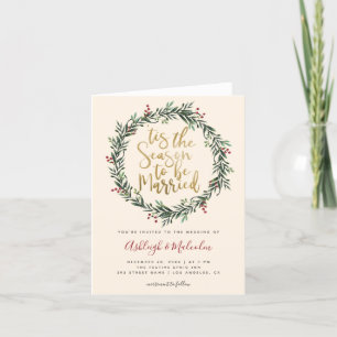 Cartes Pour Fêtes Annuelles Couronne aquarelle C'est la saison Noël Mariage