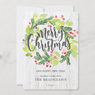 Cartes Pour Fêtes Annuelles Couronne aquarelle de maison de ferme