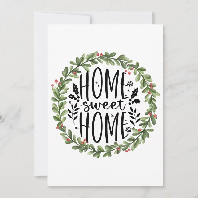 Cartes Pour Fêtes Annuelles Couronne aquarelle Home Sweet Home (Devant)