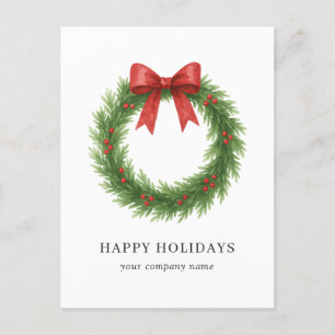 Cartes Pour Fêtes Annuelles Couronne aquarelle Noël Entreprise Moderne