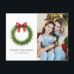 Cartes Pour Fêtes Annuelles Couronne aquarelle Photo Noël moderne de Noël<br><div class="desc">Cartes de vœux de Noël moderne avec un design simple et minimaliste avec une couronne aquarelle ainsi que le texte modifiable "Joyeux Noël" et le nom de votre famille. Utilisez le modèle pour ajouter votre photo préférée.</div>