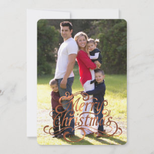 Cartes Pour Fêtes Annuelles Couronne Berry et Joyeux script de Noël en cuivre