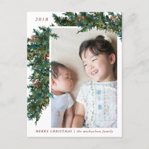 Cartes Pour Fêtes Annuelles Couronne botanique avec photo de baies d'hiver