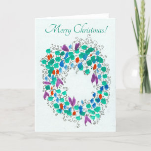 Cartes Pour Fêtes Annuelles Couronne colorée pour Noël