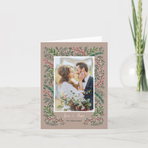 Cartes Pour Fêtes Annuelles Couronne d'arbre de pin vert amour et paix élégant
